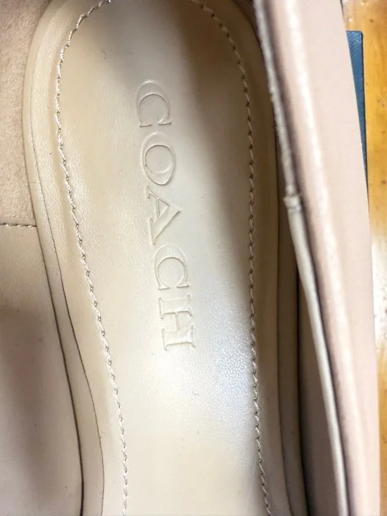 Coach Peachy Nude Pearl-Trim Leather Pump - Picture 6 of 9